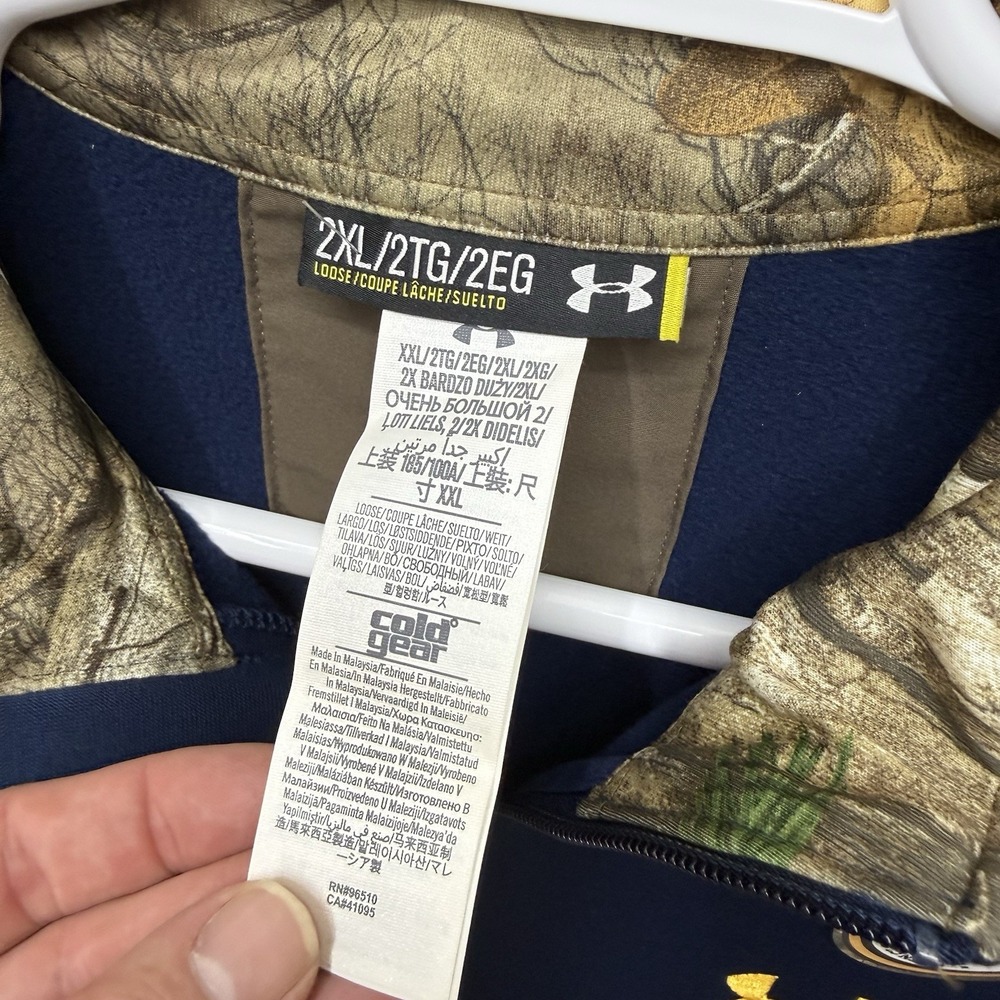 Under Armour Pullover 1/4 Zip Realtree blue long sleeve Men's size 2XL coldgear - Picture 5 of 10